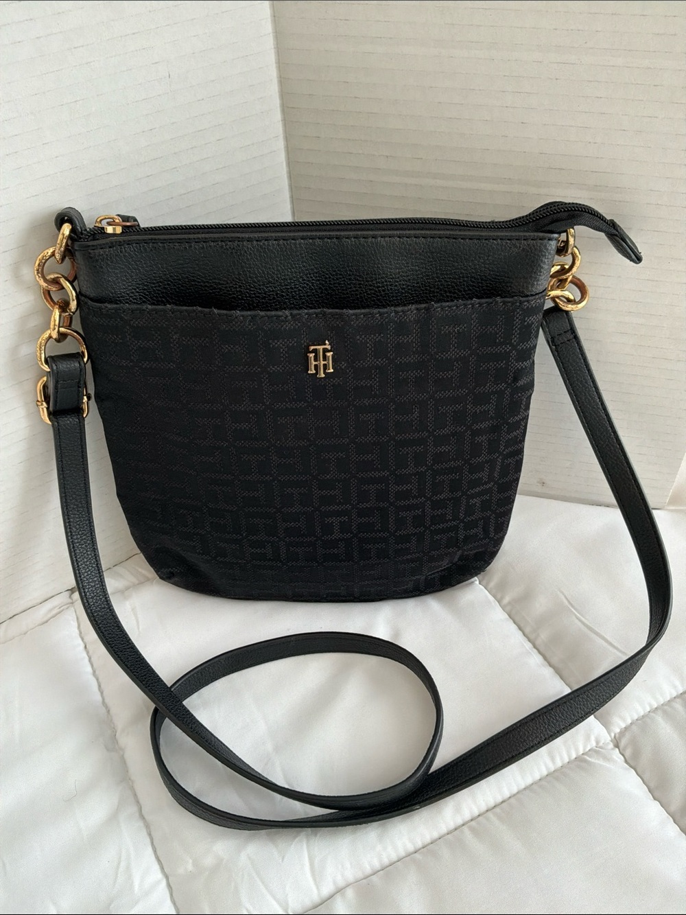 Tommy Hilfiger Black Crossbody with Gold Hardware